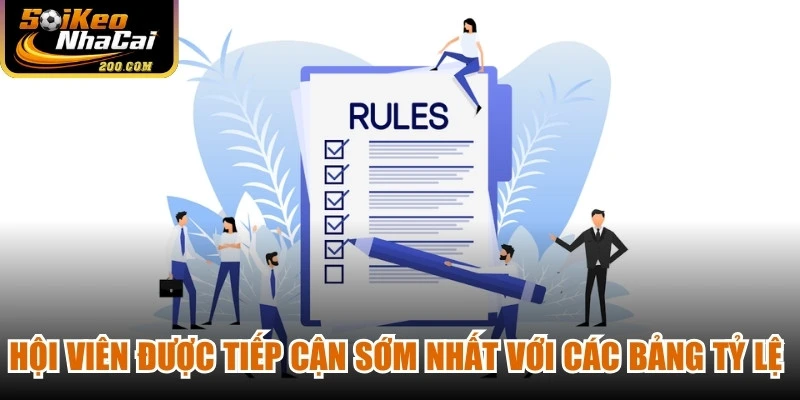 Hội viên chính thức sẽ được tiếp cận sớm nhất với các bảng Tỷ Lệ Kèo Hôm Nay 