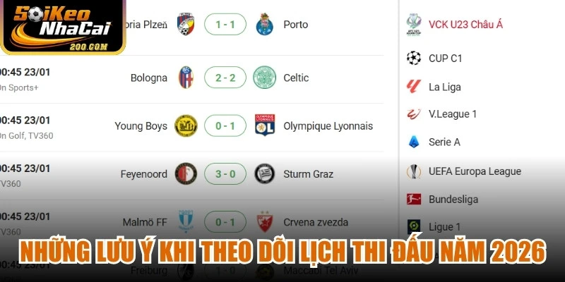 Những lưu ý khi theo dõi lịch thi đấu năm 2026